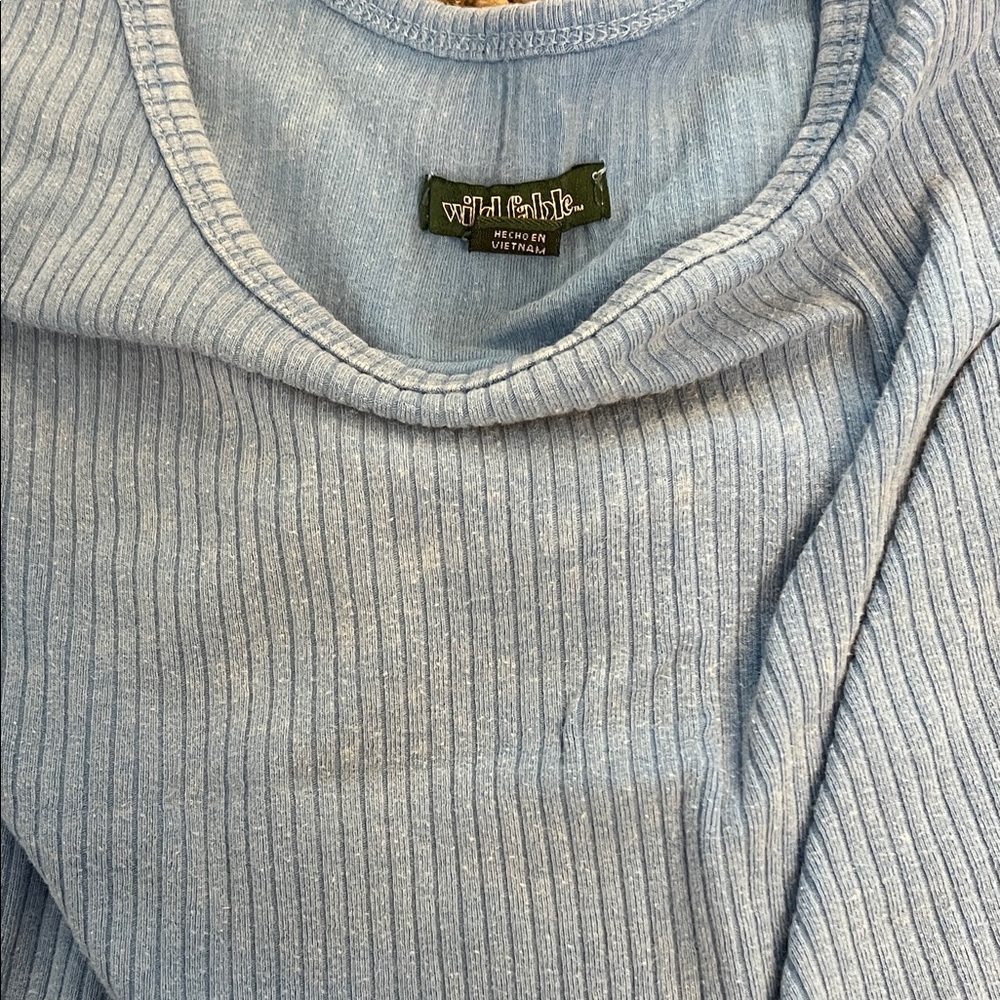 Wild Fable Light Blue Ribbed Crop Top - Picture 2 of 3
